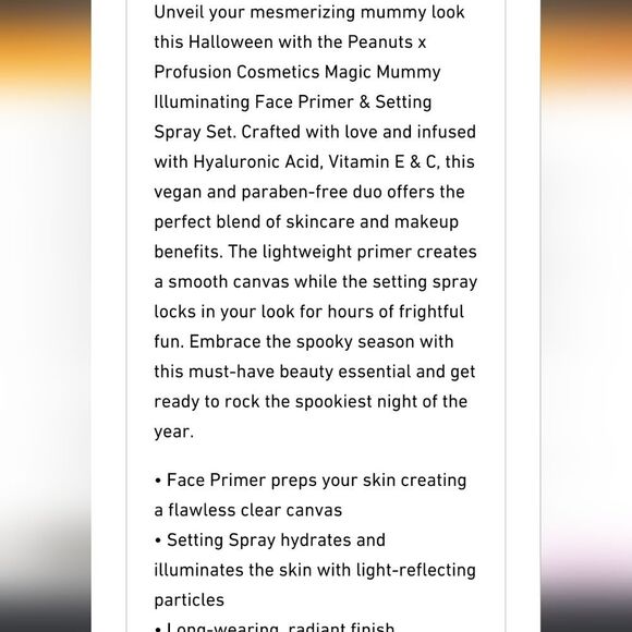 Profusion X Peanuts Magic Mummy Illuminating Face Primer & Setting Spray - Picture 9 of 10